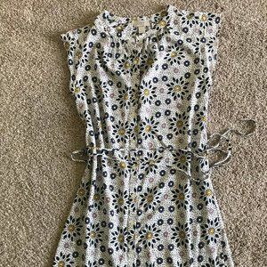 Loft Shift Dress with Waist Tie and Buttons - L